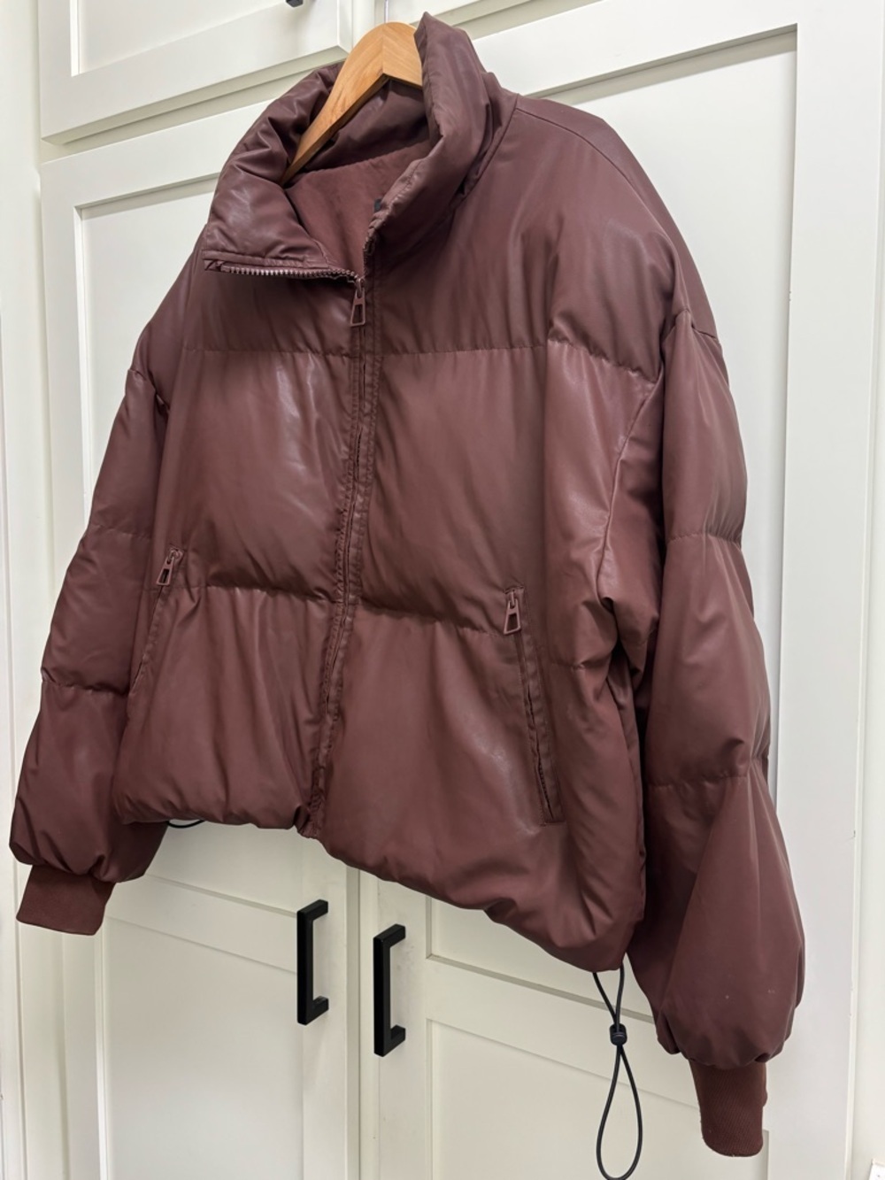 SET Active Oversized Puffer Jacket Brown Small Coat Coco Poly Zip - Picture 4 of 9